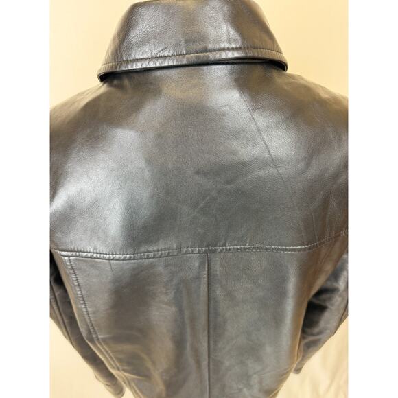 Fionte Italian Black Leather Mens Bomber Jacket XS #1-0164 Italy - Picture 10 of 13